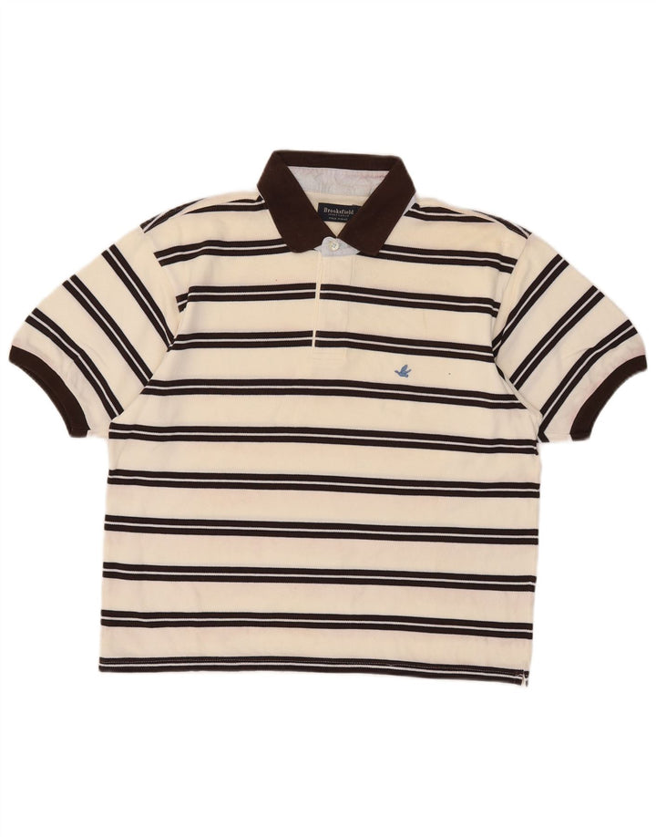 Brooksfield Polo Homme Taille 52 Grand Beige Rayé