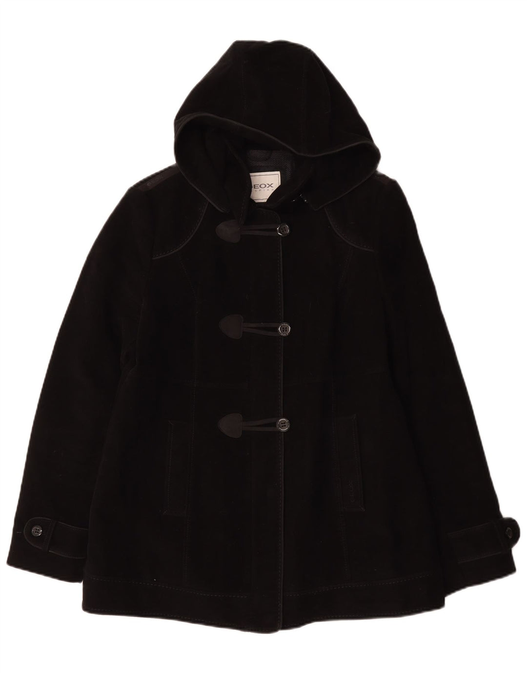 GEOX Respira Duffle Coat Femme UK 12 Coton Noir Moyen