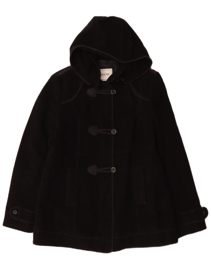 GEOX Respira Duffle Coat Femme UK 12 Coton Noir Moyen