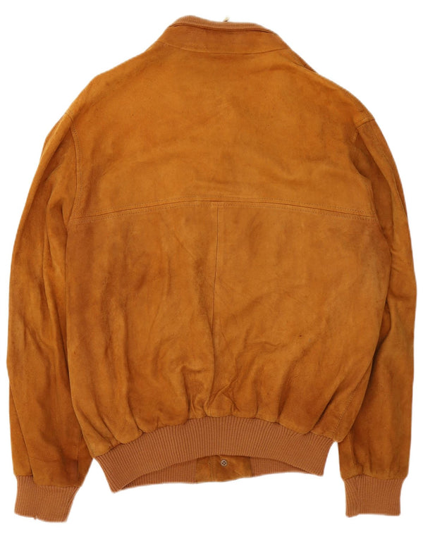 vintage Mens Suede Bomber Jacket UK 40 Grand Cuir Brun
