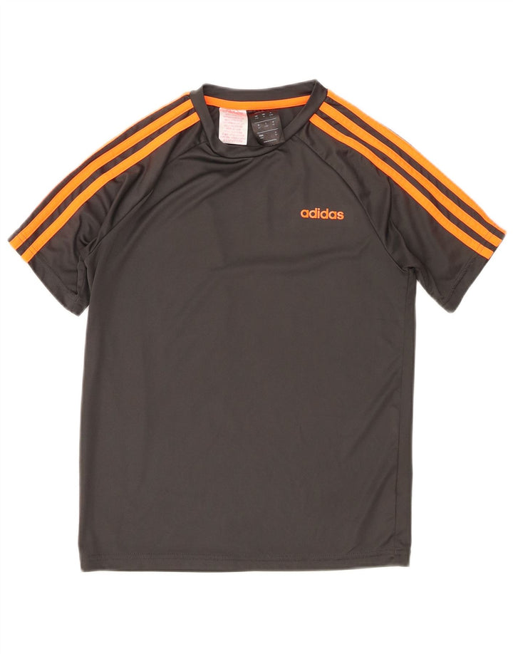 Adidas Garçon Climalite Graphic T-Shirt Top 11-12 ans Gris Polyester