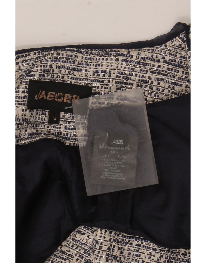 Jaeger Veste blazer courte ouverte pour femme UK 14 Grand coton gris