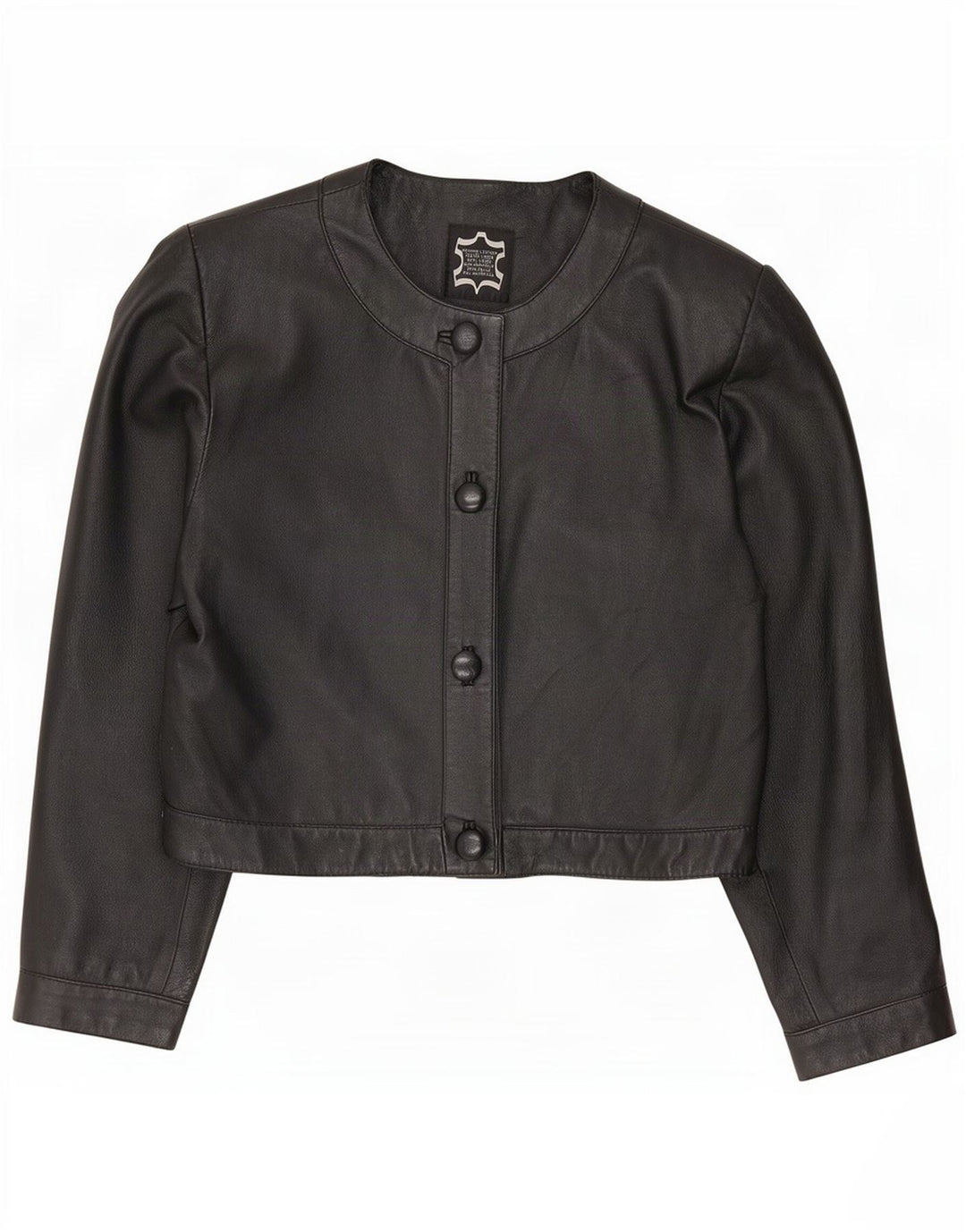 veste boléro en cuir surdimensionnée femme vintage IT 40 Petit Noir