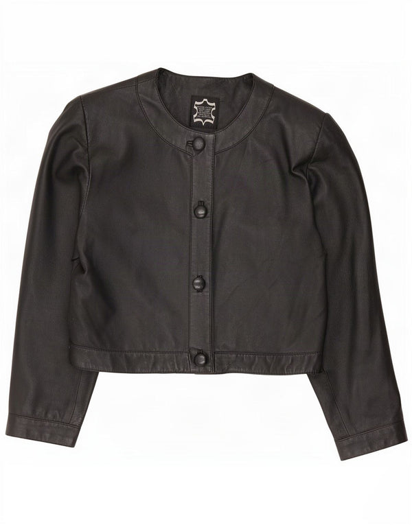 veste boléro en cuir surdimensionnée femme vintage IT 40 Petit Noir