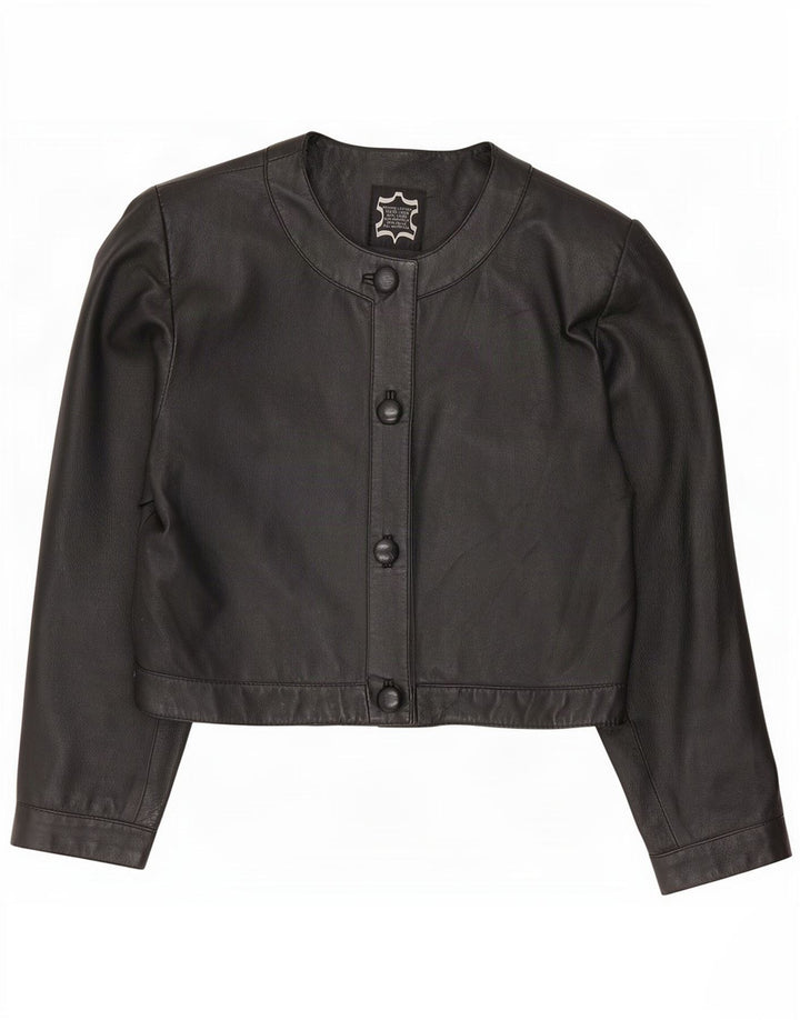 veste boléro en cuir surdimensionnée femme vintage IT 40 Petit Noir