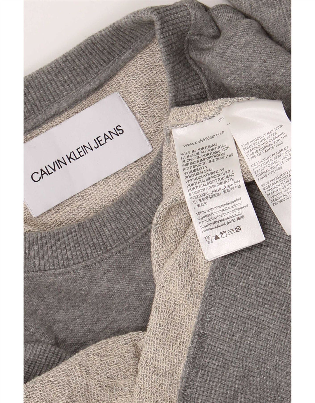 Calvin Klein Jeans Sweat-Shirt Graphique Homme Gris Moyen Coton