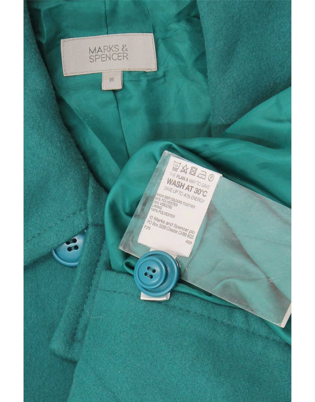 Marks & Spencer Caban femme UK 16 Large Vert Polyester