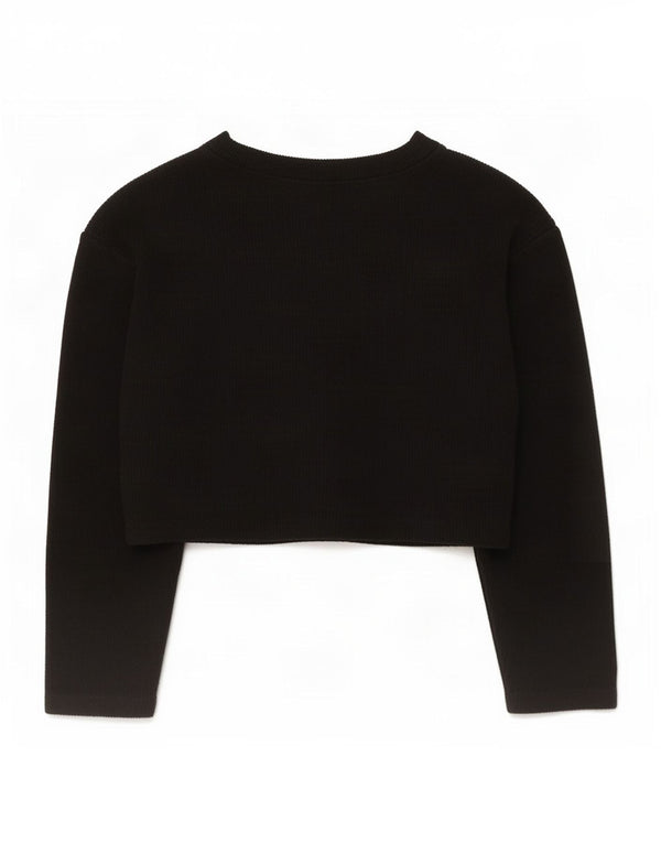 Zara Womens Crop Cardigan Pull UK 10 Petit Noir