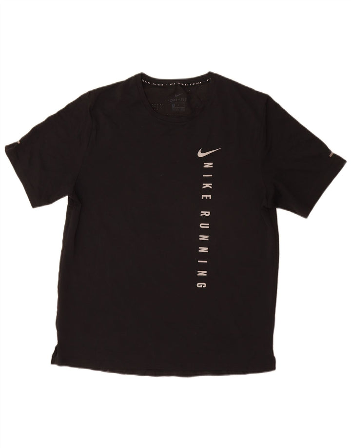 NIKE Hommes Dri Fit Graphic T-Shirt Top Noir Moyen Polyester