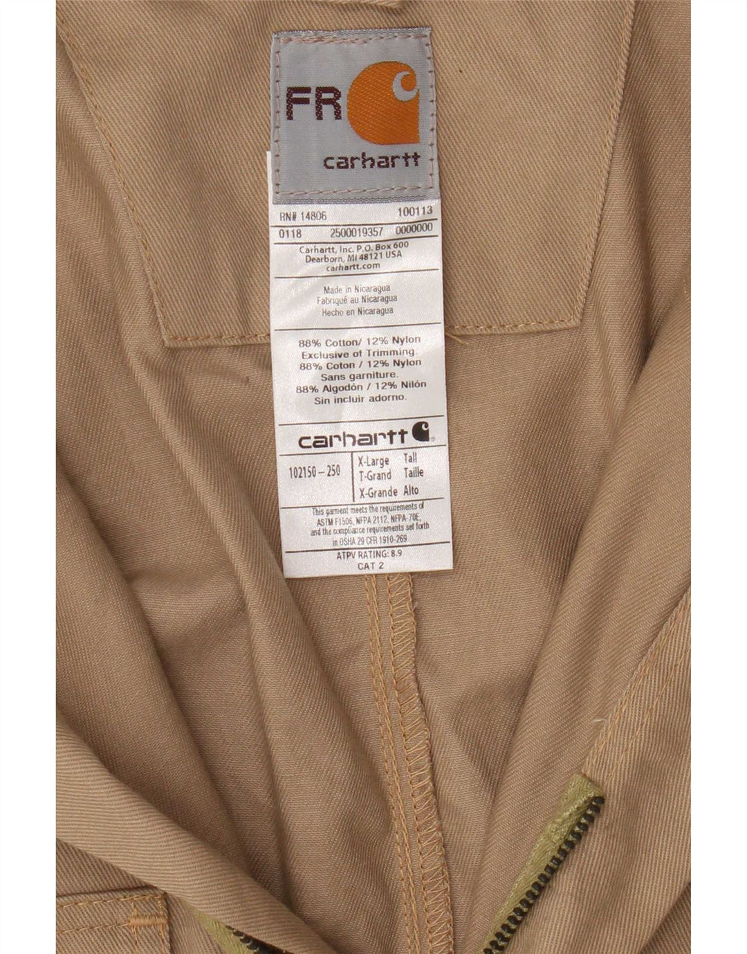 Carhartt Combinaison haute pour homme XL en coton beige
