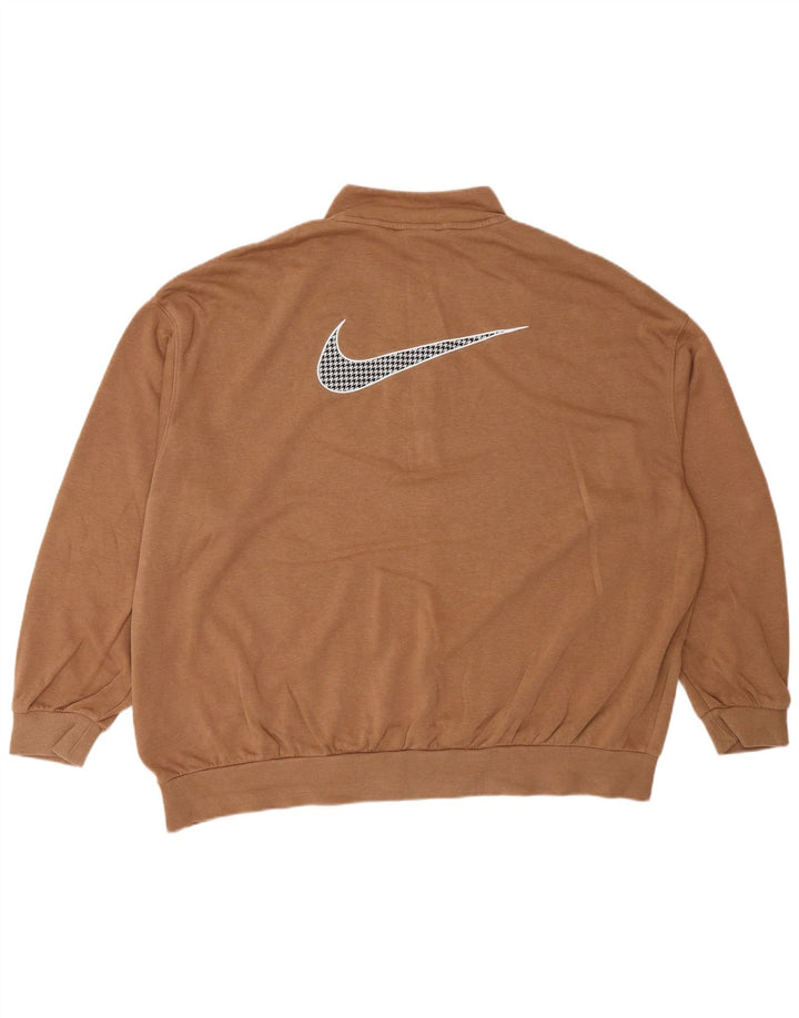 Nike Sweat-shirt surdimensionné graphique pour femme UK 16 Grand coton marron