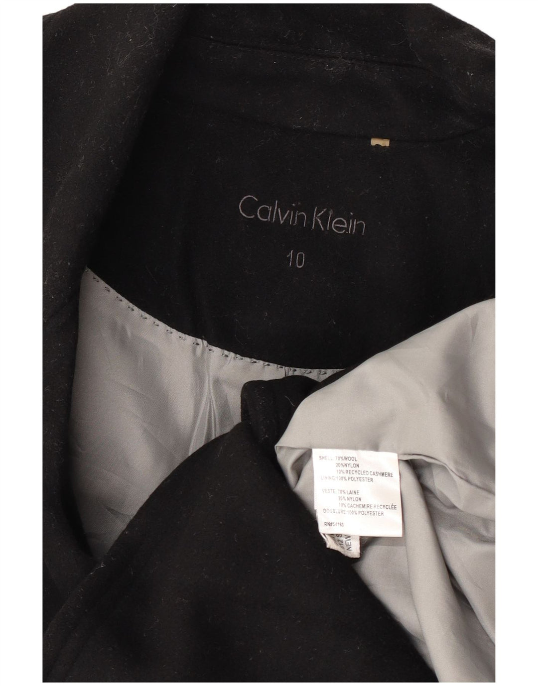 Calvin Klein Caban Femme US 10 Grande Laine Noire