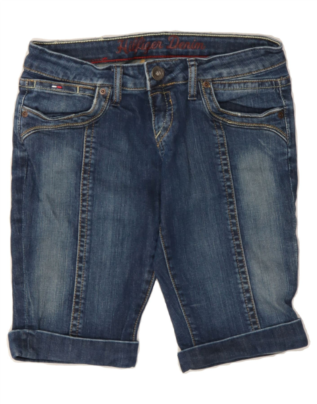 TOMMY HILFIGER Womens Denim Shorts W28 Medium Blue Cotton Vintage Tommy Hilfiger and Second-Hand Tommy Hilfiger from Messina Hembry 