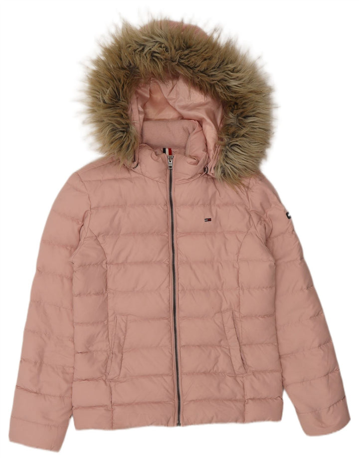 Tommy Hilfiger Veste matelassée à capuche pour femme UK 10 Small Rose Polyester