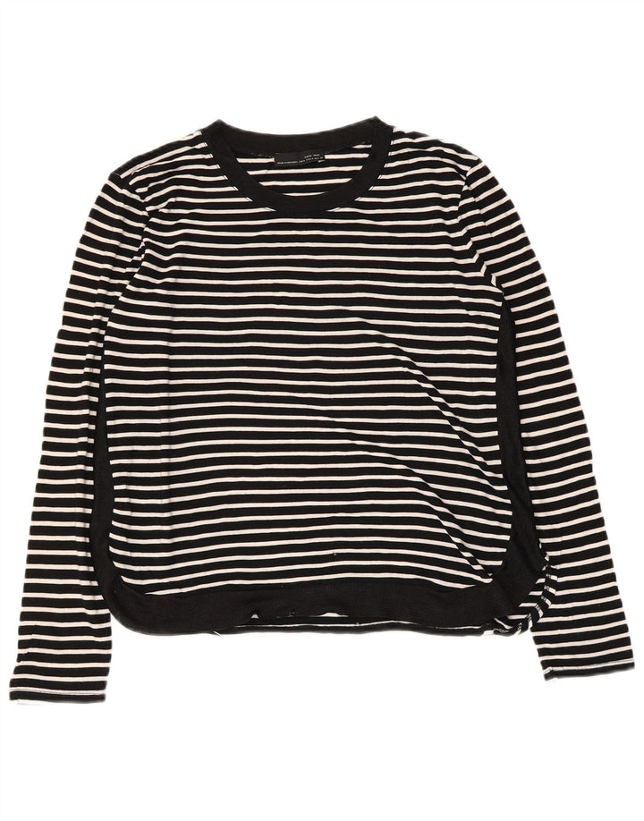 Zara Femme Top Manches Longues UK 44 Medium Noir Rayé