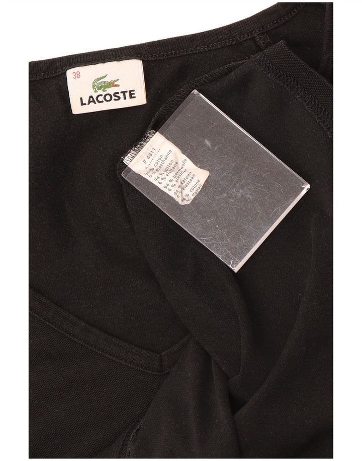 LACOSTE T-Shirt Femme Top Taille 38 Moyen Noir Coton