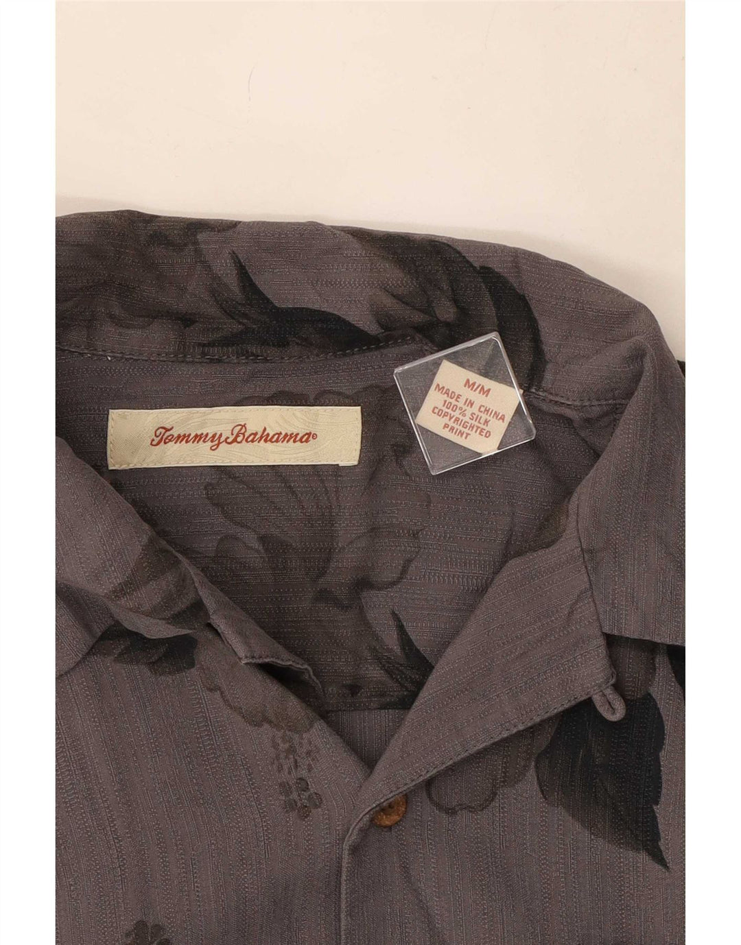 Tommy Bahama Chemise à Manches Courtes Homme Gris Moyen Soie Florale