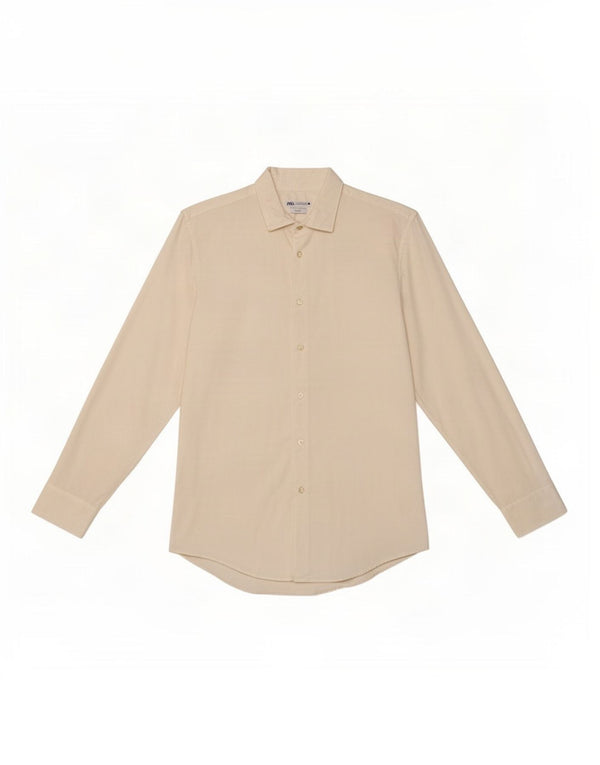 Zara Chemise Slim Fit Homme Lyocell Blanc