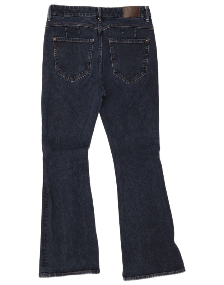 Marks & Spencer Jean évasé pour femme UK 12 Medium W28 L27 Bleu marine Coton