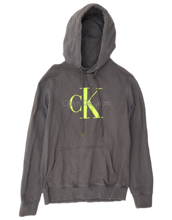 Calvin Klein Jeans Mens Graphic Hoodie Jumper Medium Grey
