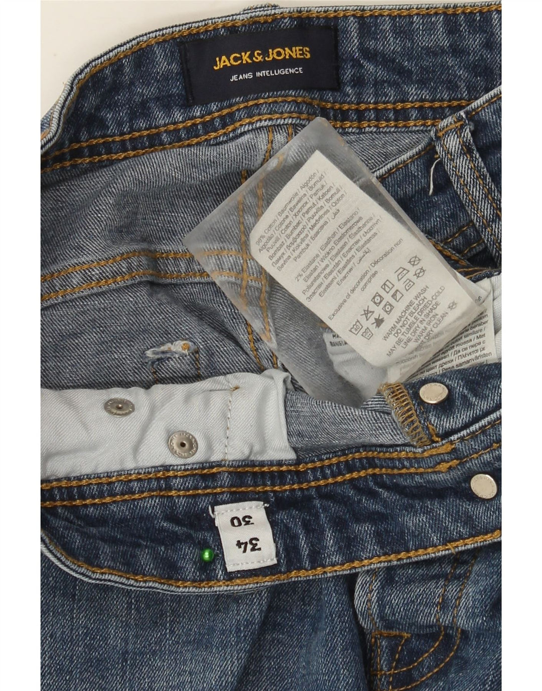 JACK & JONES Jean Slim Homme W34 L30 Bleu Coton