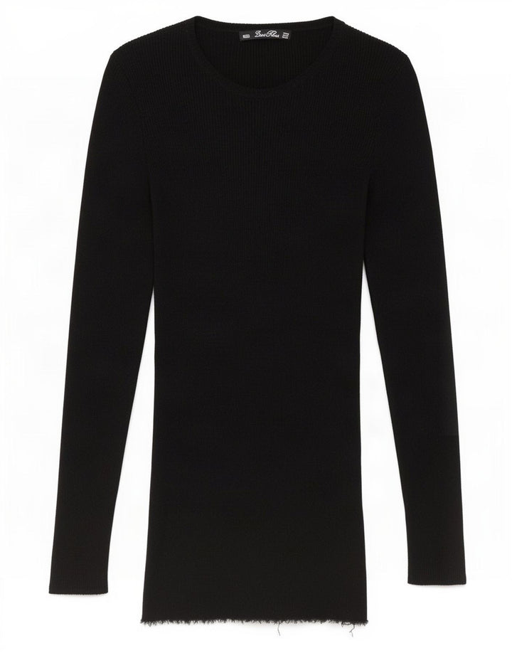Zara Femme Top Manches Longues UK 12 Moyen Noir Moucheté