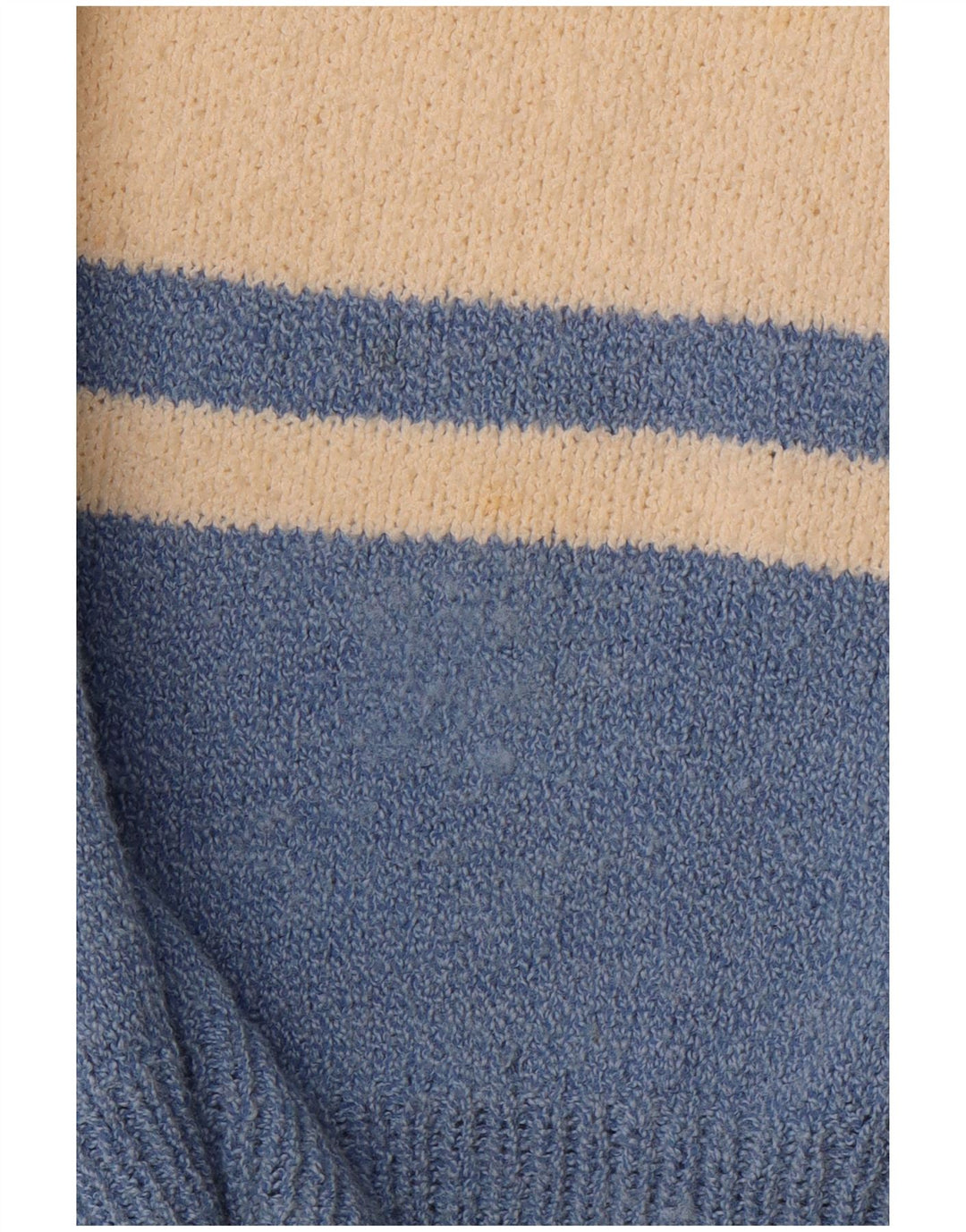 VINTAGE Pull col V pour homme Grand Bleu Colorblock