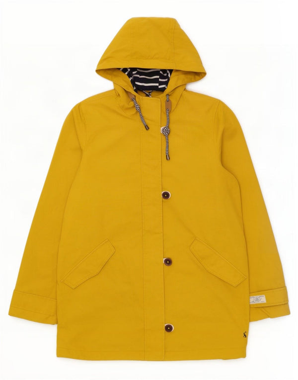 Joules Manteau imperméable à capuche pour femme UK 14 Large Jaune Coton
