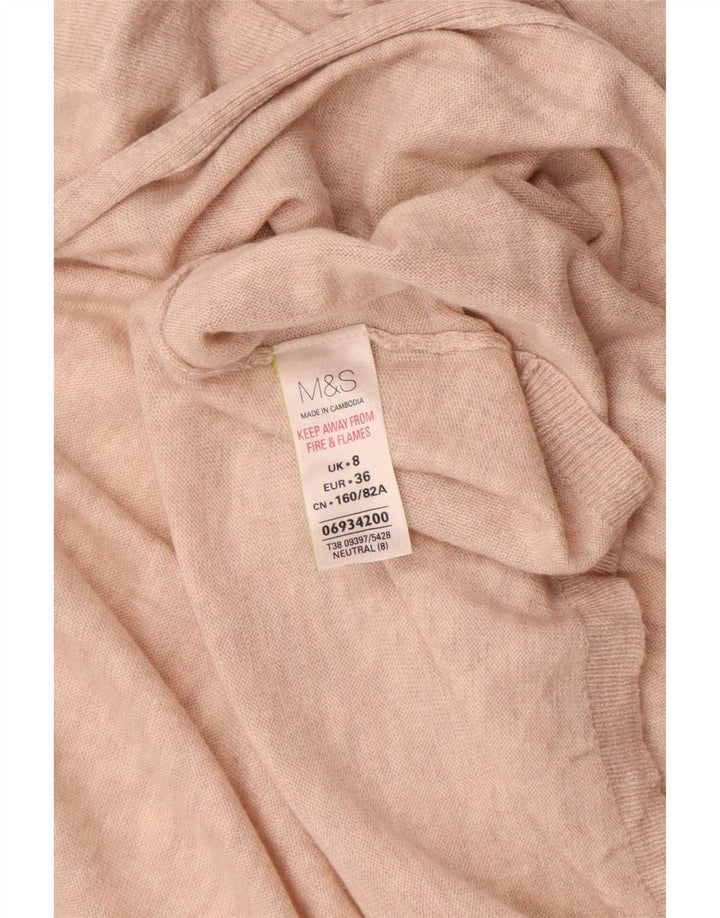Marks & Spencer Pull Cardigan Ouvert Femme UK 8 Petit Beige Polyamide