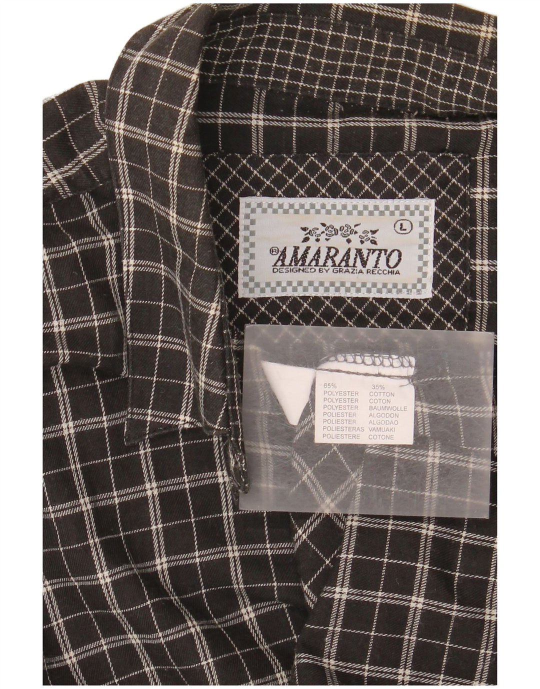 Amaranto Chemise en flanelle pour femme UK 46 Grand carreaux noirs en polyester