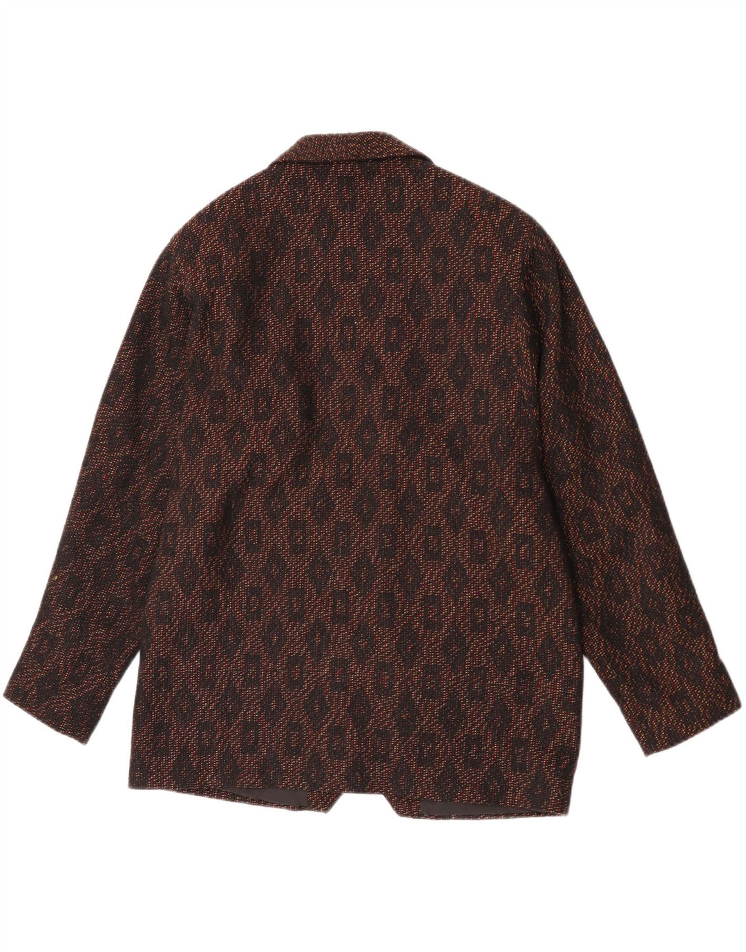 vintage Femme Double Breasted Blazer Veste UK 16 Grand Imprimé Animal Brun