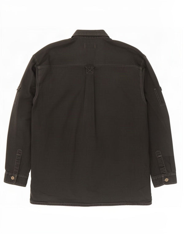 Chemise militaire homme vintage XL coton noir