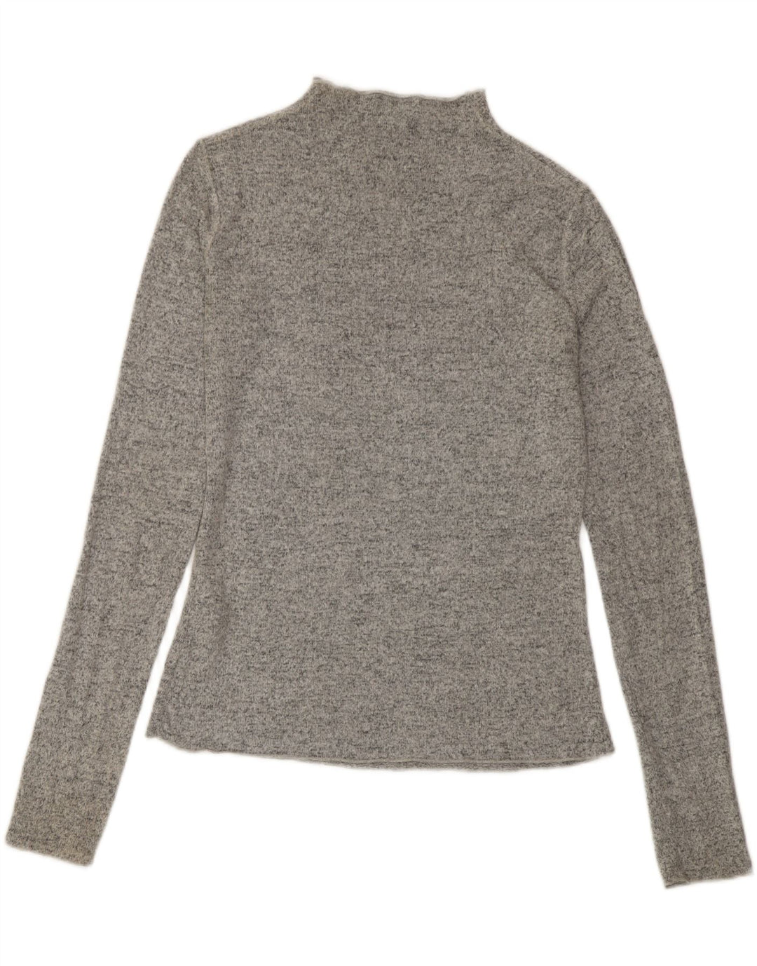 Zara Femme Top Manches Longues UK 10 Petit Gris Moucheté Viscose