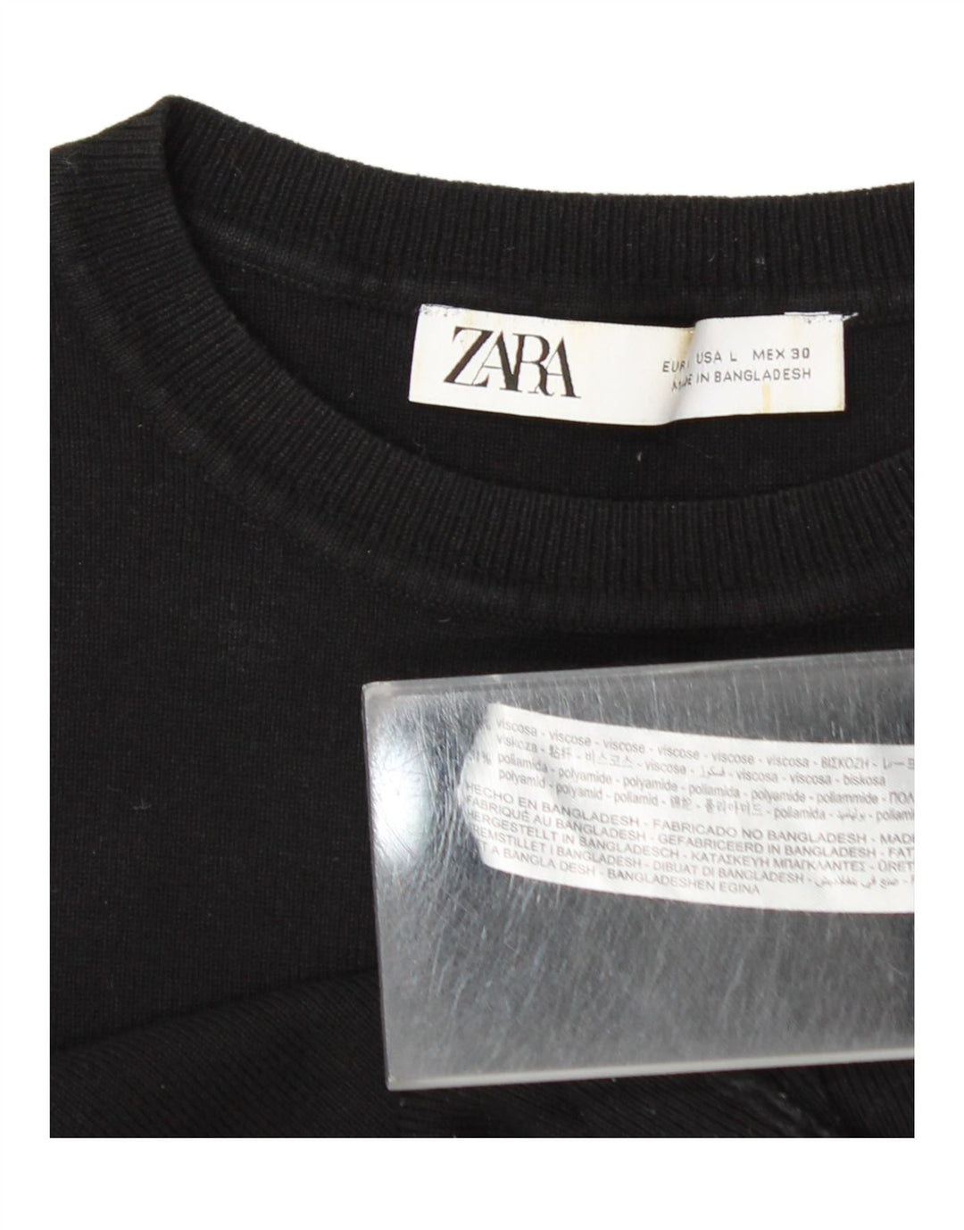 Zara Womens Crop Vest Top UK 14 Large Noir Viscose