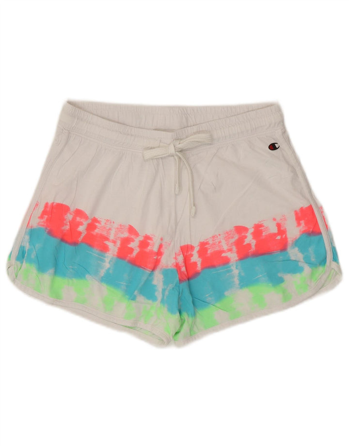 CHAMPION Short de sport pour femme UK 12 Coton blanc tie-dye moyen