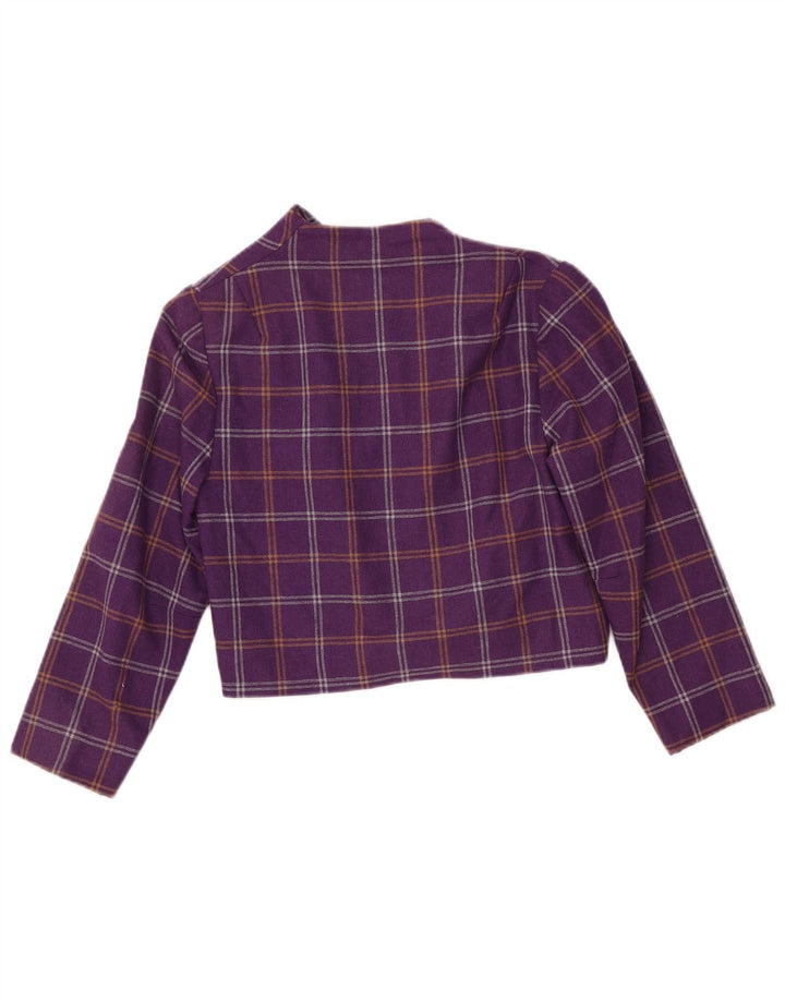 VINTAGE Veste Boléro Femme UK 10 Petit Carreau Violet