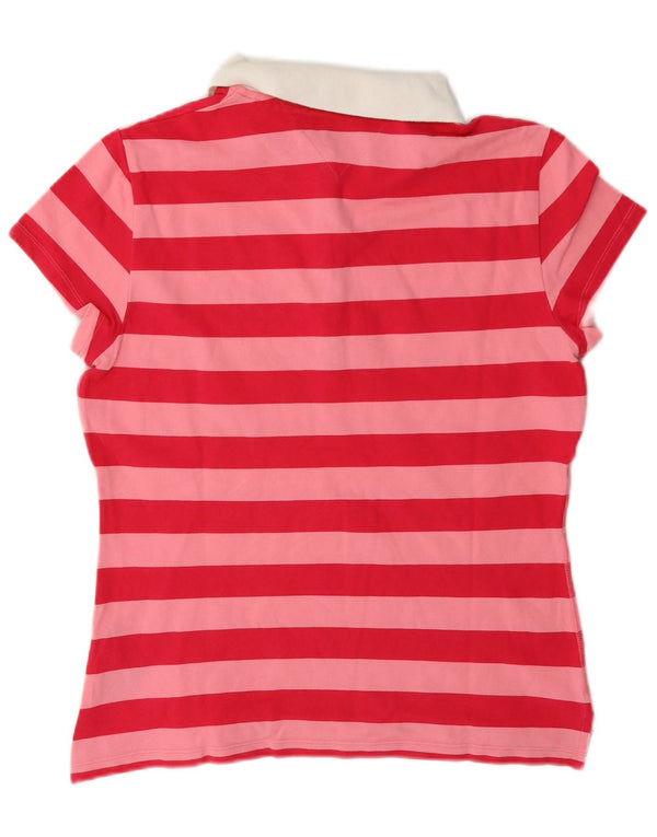 Tommy Hilfiger Polo Rugby Femme UK 12 Coton Rayé Rose Moyen