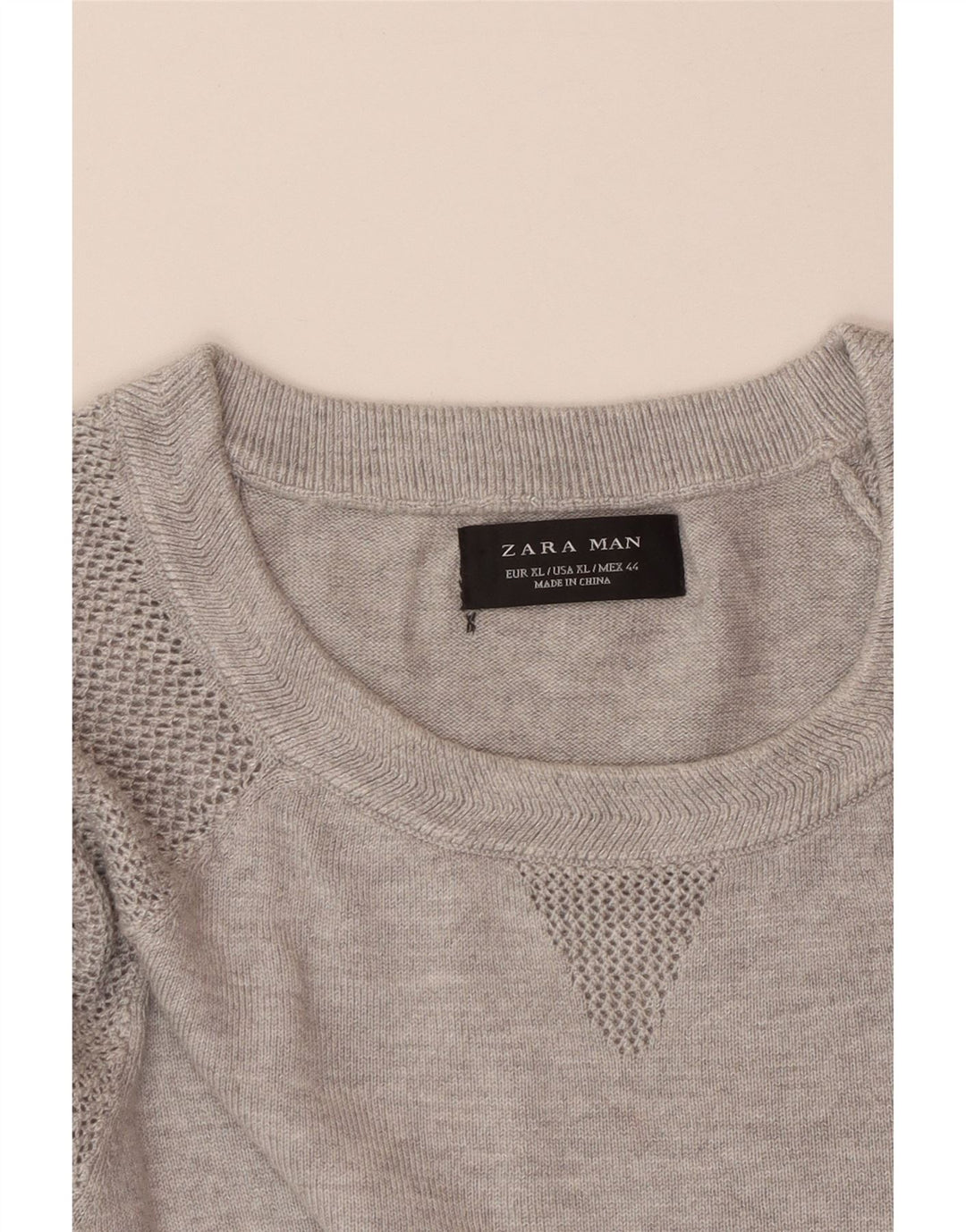 ZARA Pull à manches courtes et col rond pour homme XL Gris