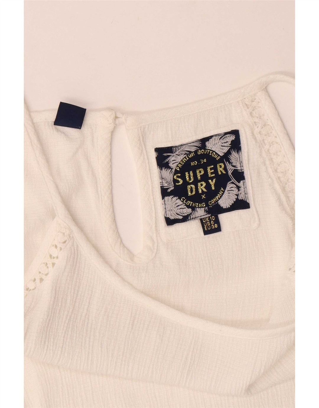 Superdry Chemisier surdimensionné sans manches pour femme UK 10 Petit Blanc