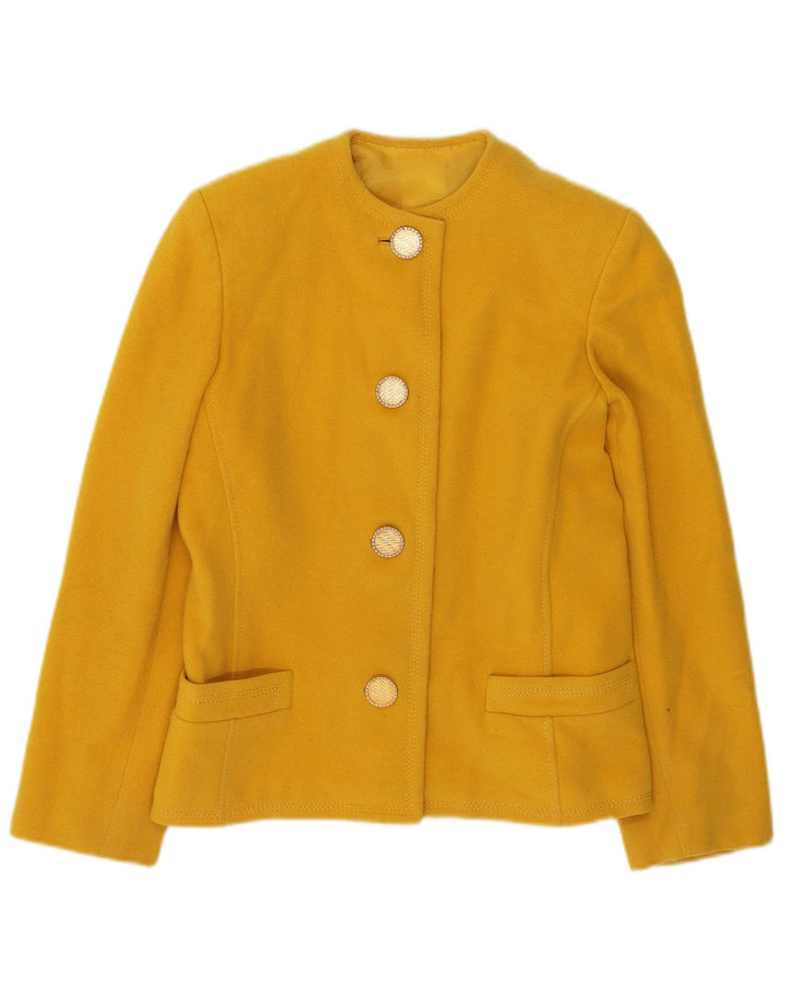 vintage Femme 4 Bouton Blazer Veste UK 10 Petit Jaune