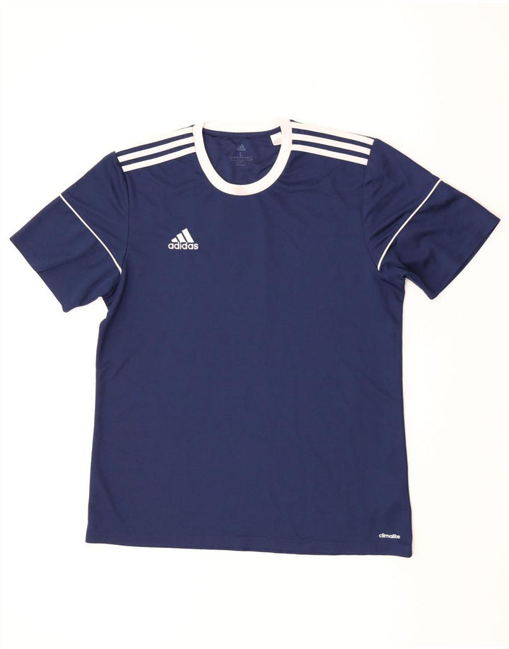 Adidas Hommes Climalite T-Shirt Haut Large Bleu Marine Colorblock Polyester
