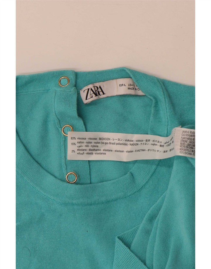 Zara Femme Débardeur UK 14 Large Bleu Viscose
