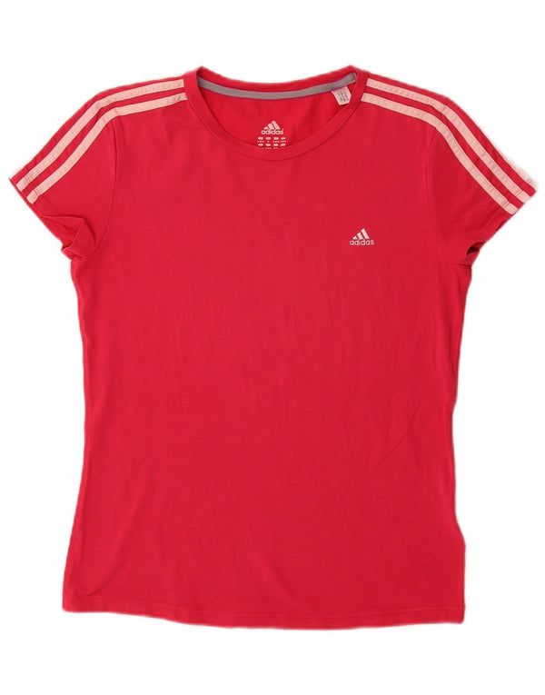 Adidas T-Shirt Femme Top UK 12/14 Rose Moyen Coton