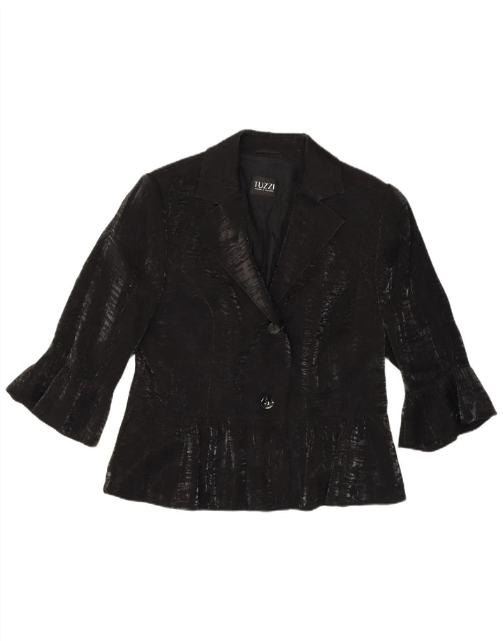 TUZZI Veste blazer à manches 3/4 et 2 boutons pour femme UK 18 XL Noir Viscose