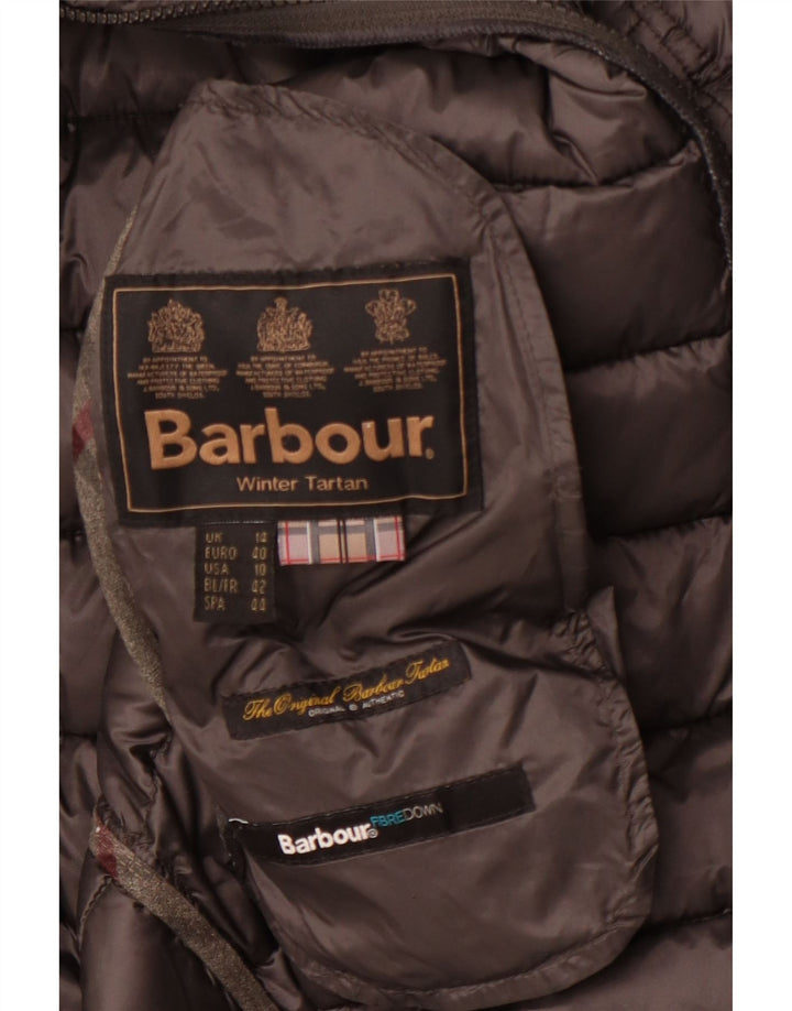 Barbour Veste rembourrée en tartan d'hiver pour femme UK 14 Large Gris Hiver