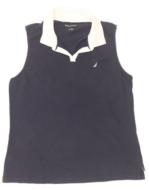 Nautica Polo sans manches pour femme UK 14 Large Bleu marine Colourblock