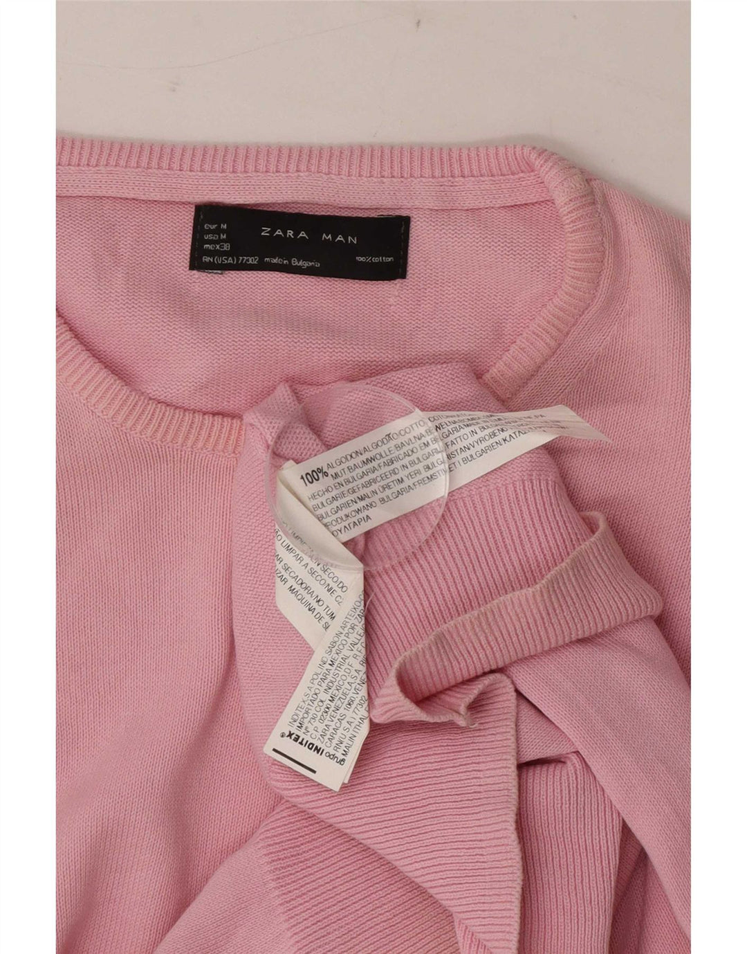 Zara Pull Col Rond Homme Rose Moyen Coton