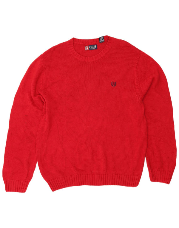 Chaps Pull à col rond pour homme en coton rouge Large