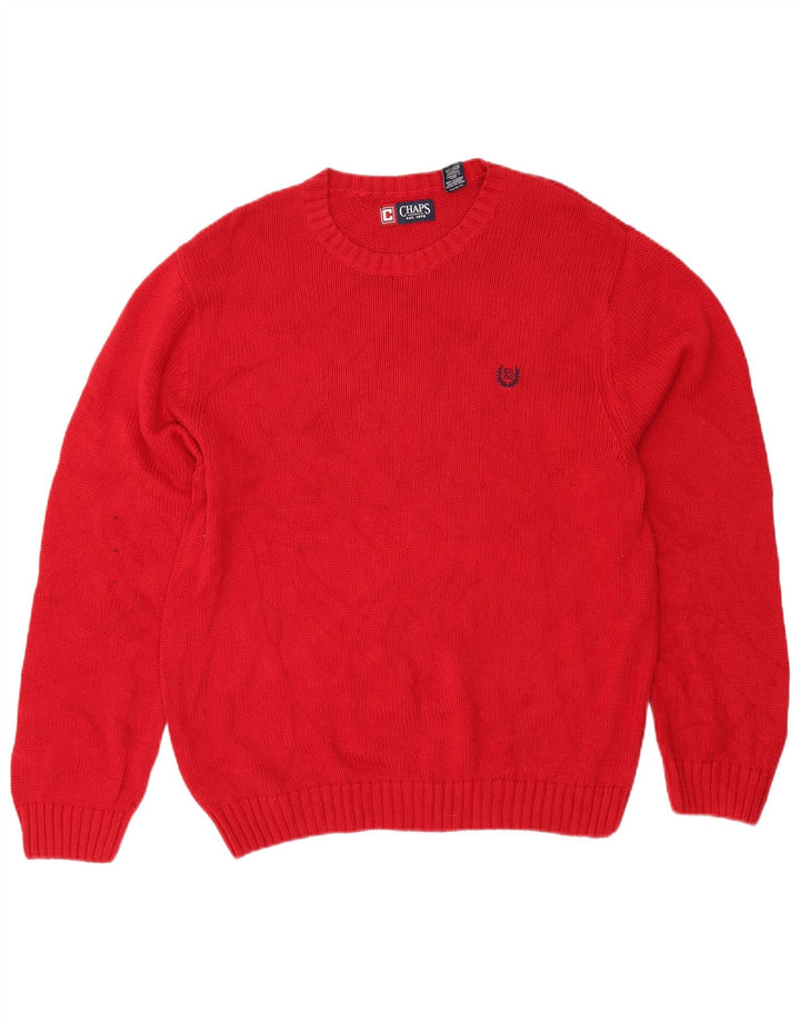Chaps Pull à col rond pour homme en coton rouge Large