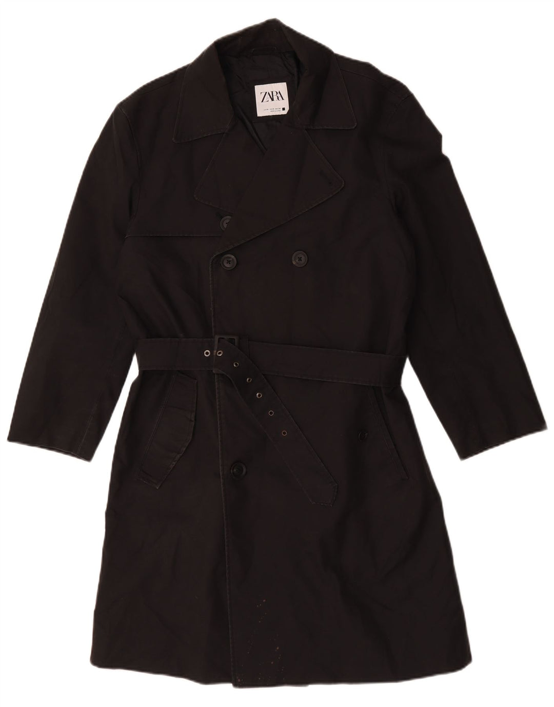 Zara Trench Homme UK 38 Medium Noir Polyester